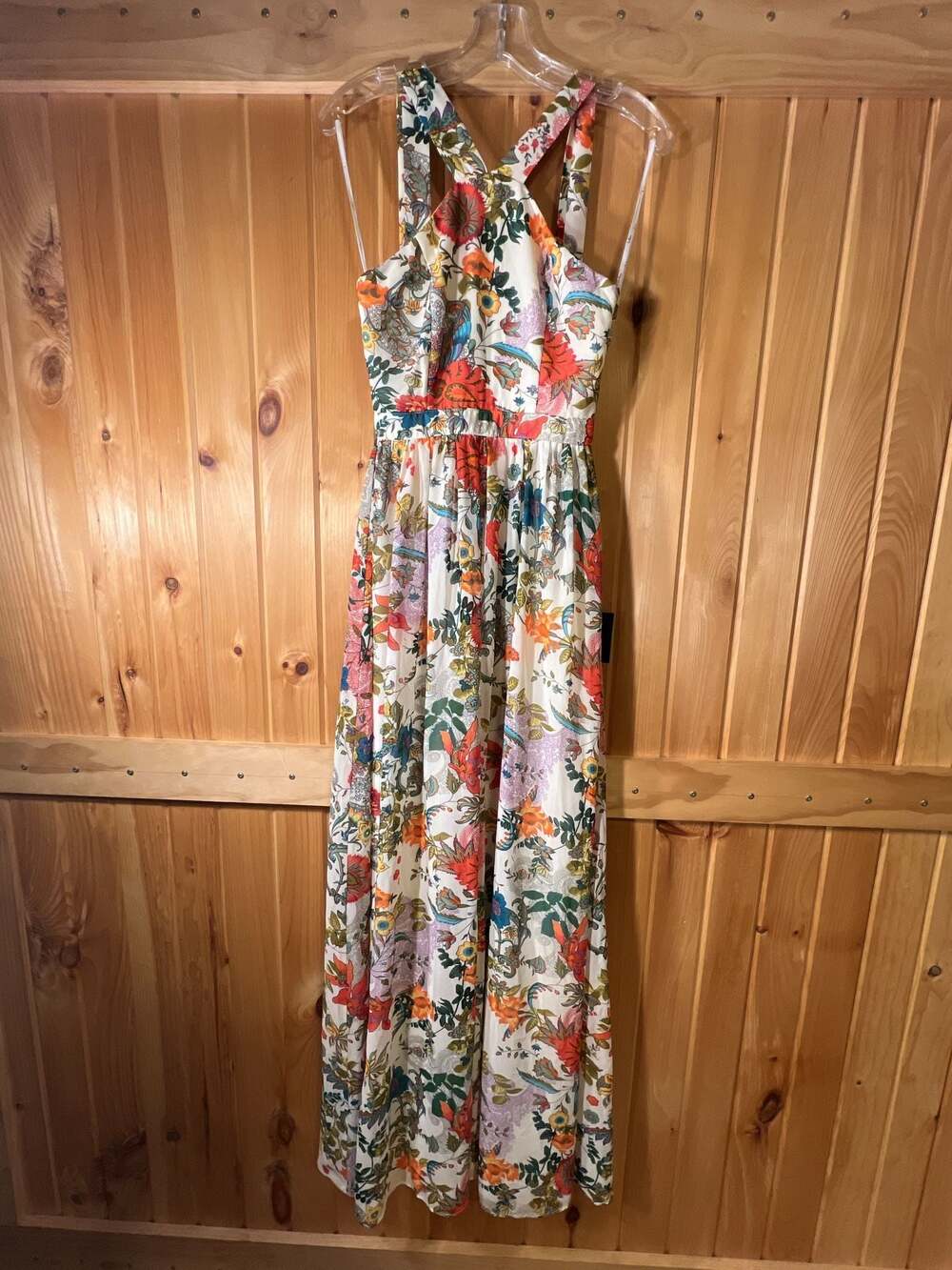 Lulus Lilja Cream Floral Print Halter Maxi Dress Size XS NWT